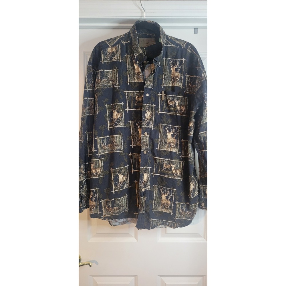 🦌 North River Outfitters Men's Deer Buck All Over Print Hunting Shirt 2XLT